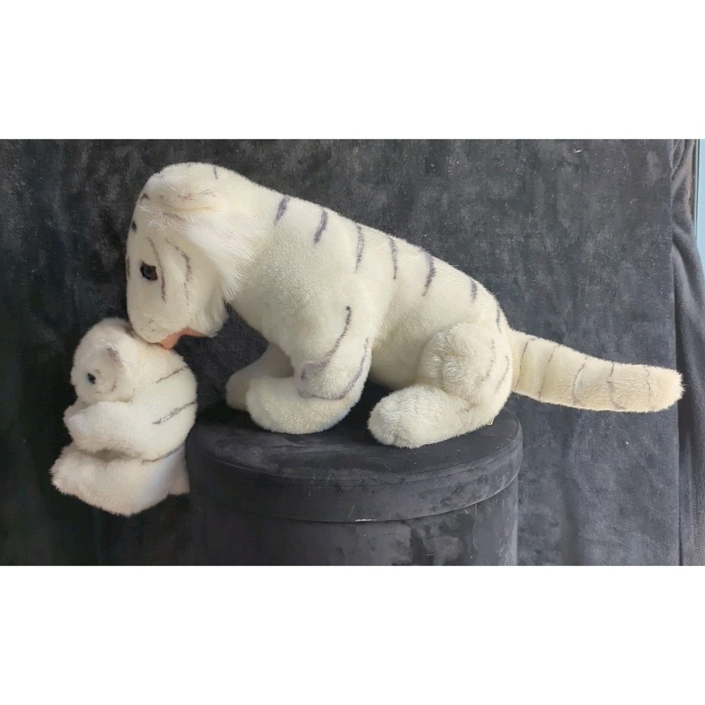 Rare Excellent Used Vintage Toy House Plush‎ Tiger And Baby Large